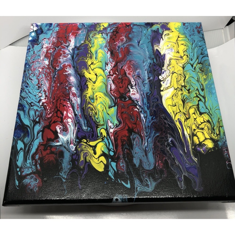 ORIGINAL ART hand Painted Acrylic ON Canvas 10.5 x 10" Home Decor Signed 2017